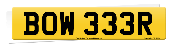 Registration number BOW 333R